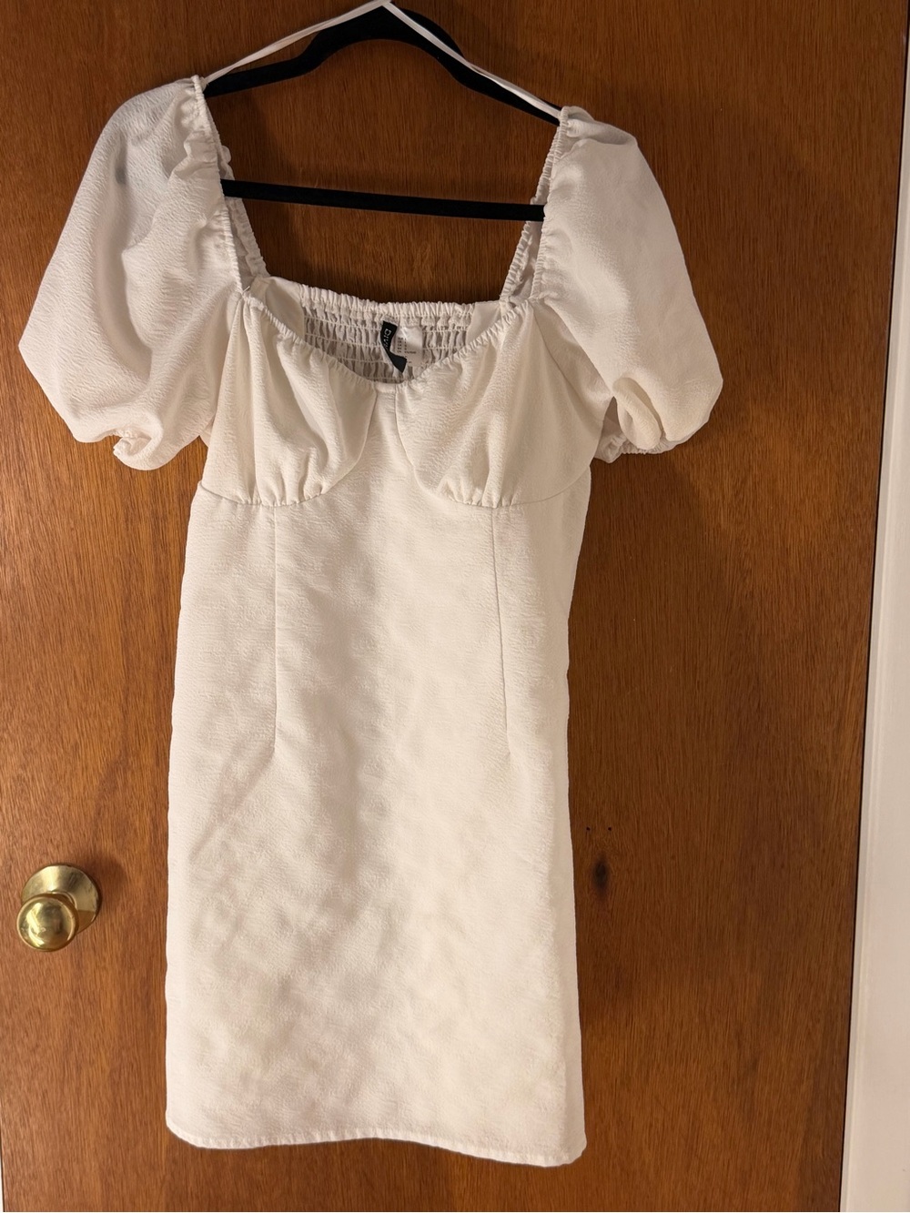 H&M White Puff-Sleeve Mini Dress